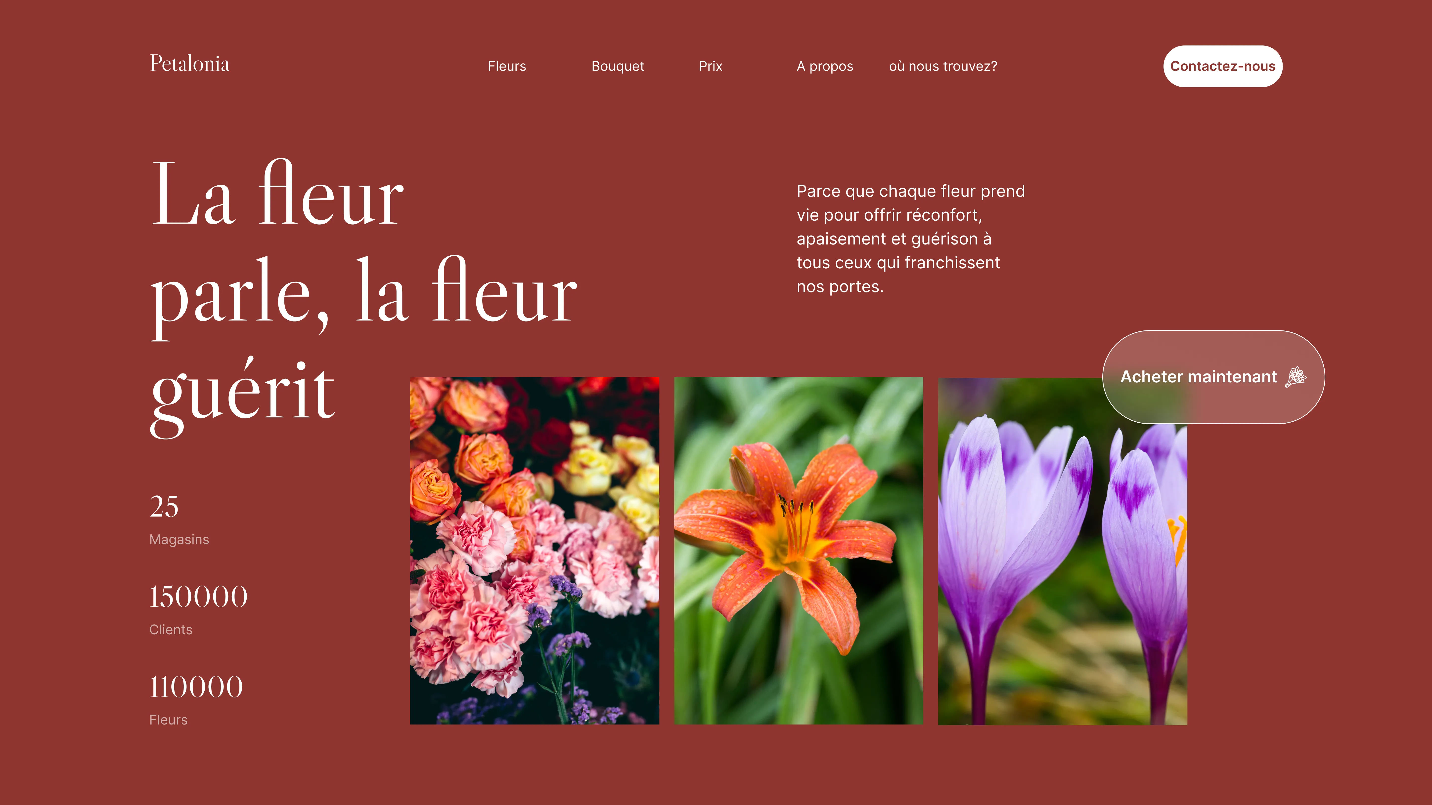 Exemple de site web moderne pour un fleuriste