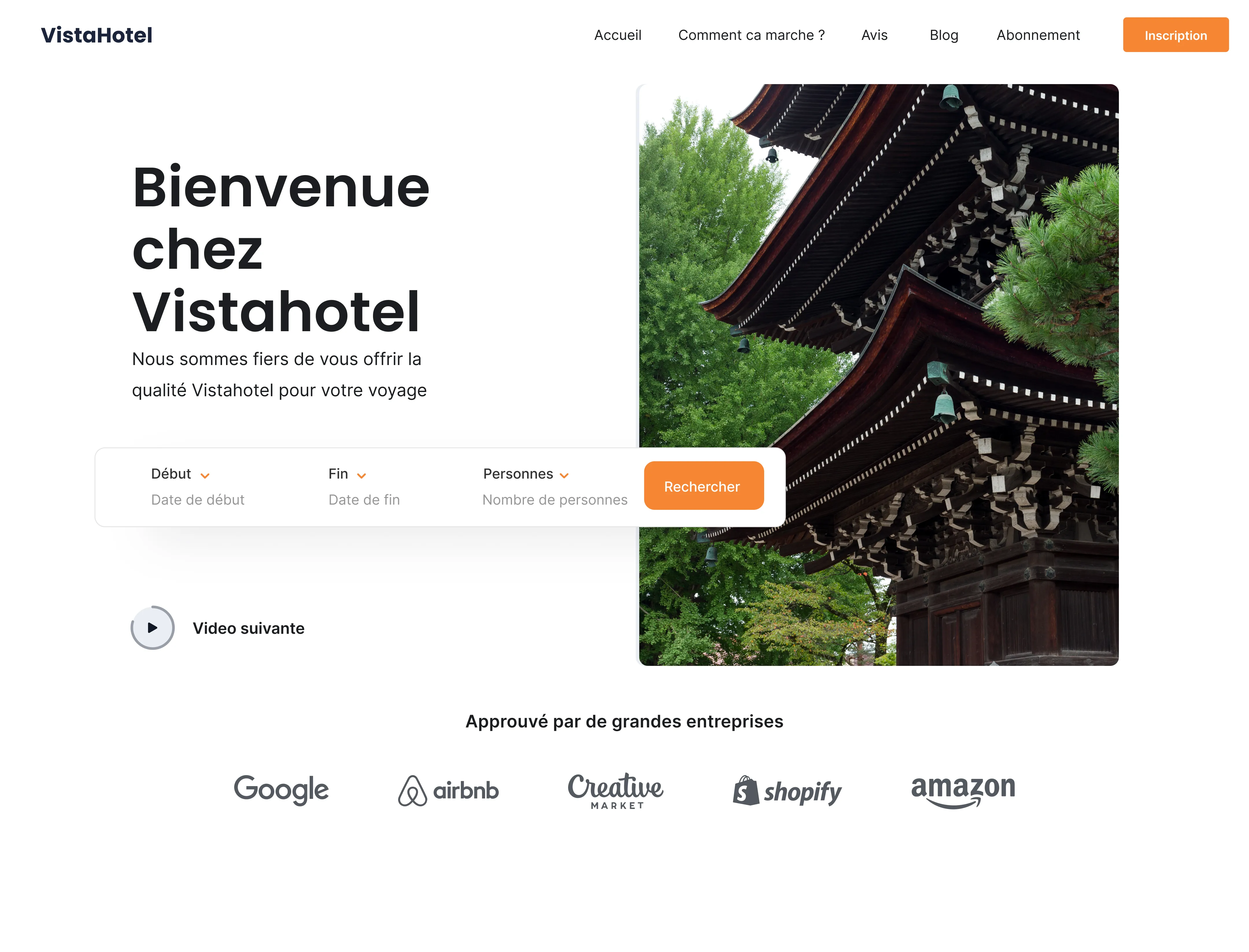 Vista Hotel : exemple de design pour une plateforme hôtelière
